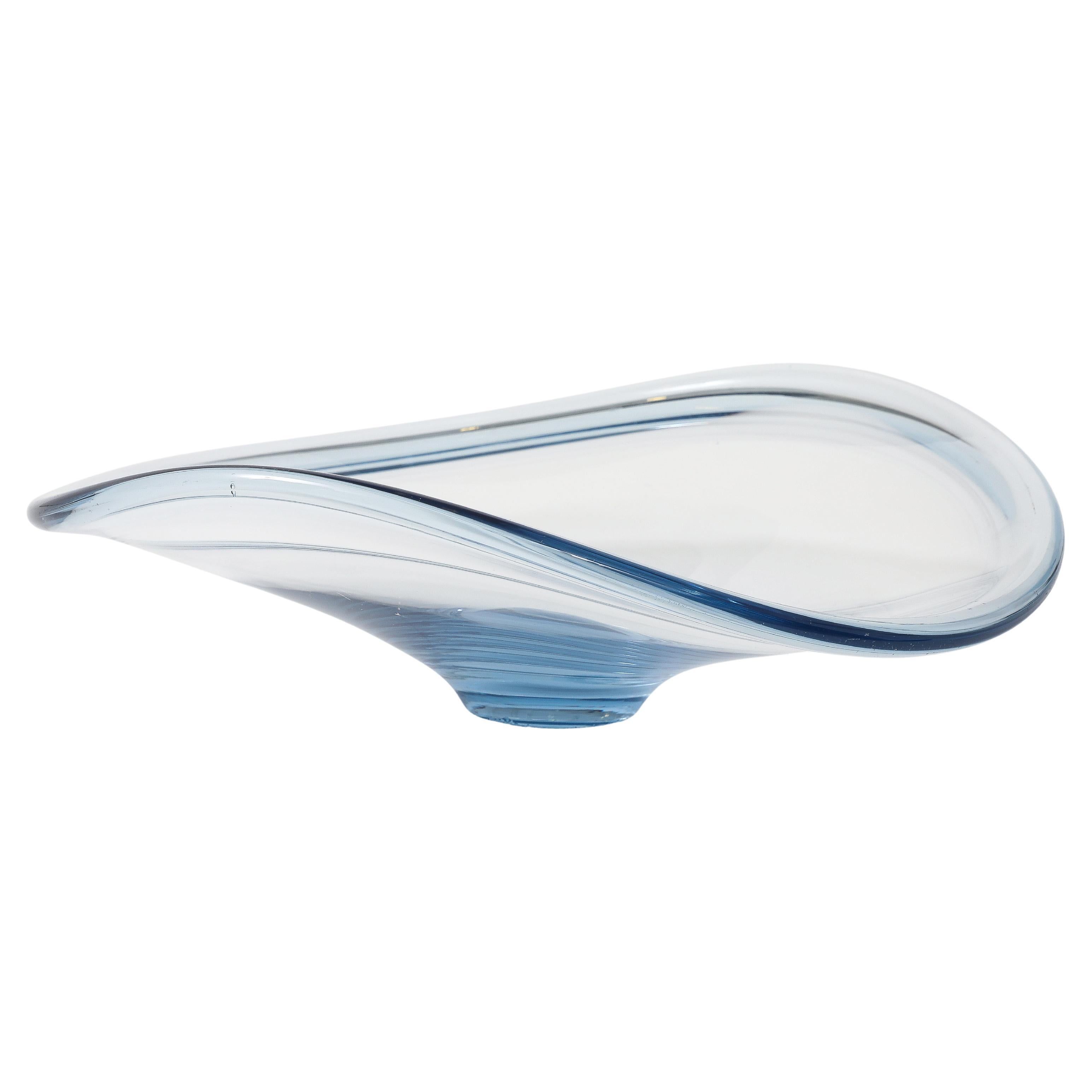 Centrotavola in vetro blu ghiaccio Holmegaard in vendita