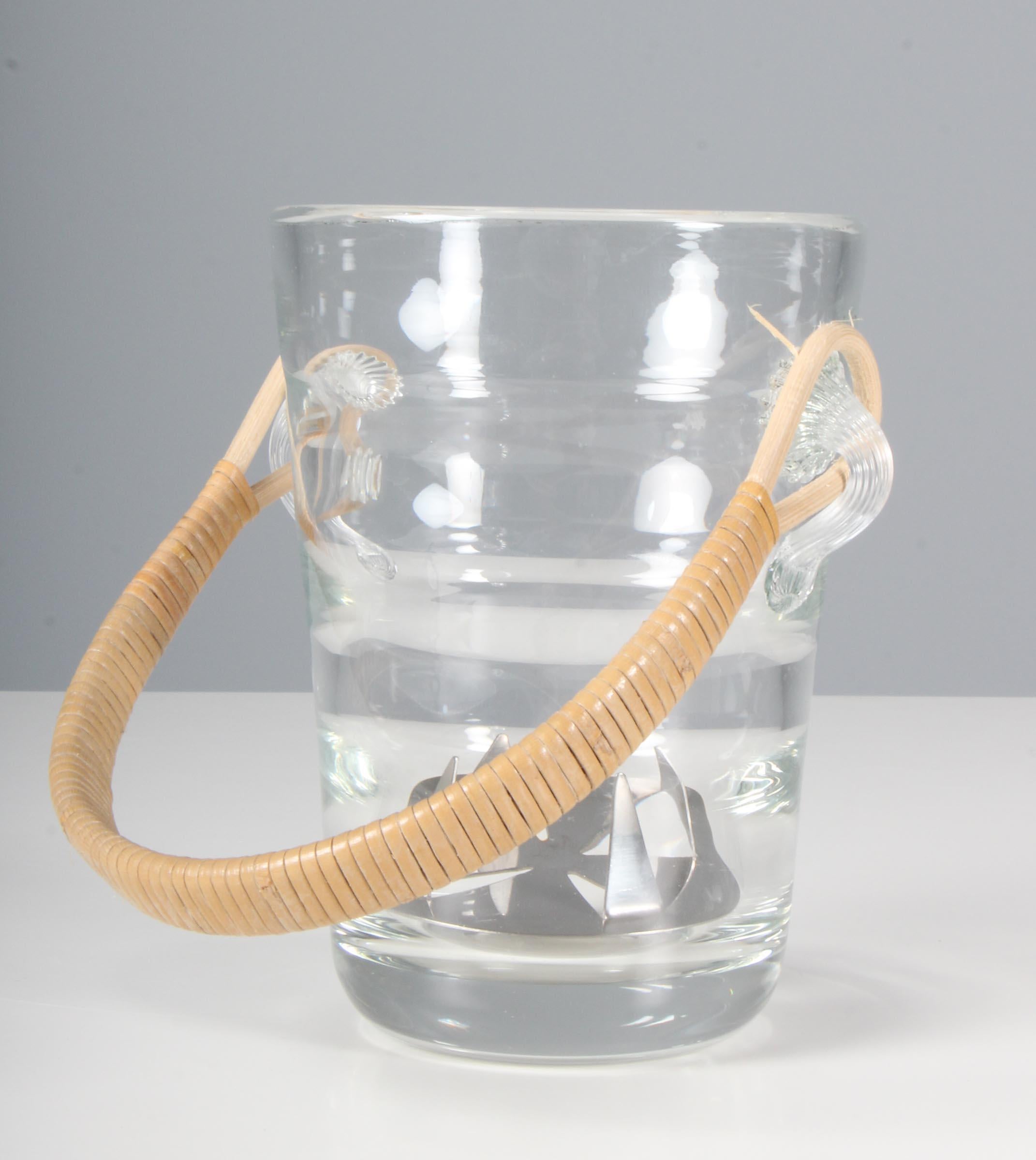 Holmegaard Ice Bucket, Glass & Cane, 1960s In Good Condition In Esbjerg, DK