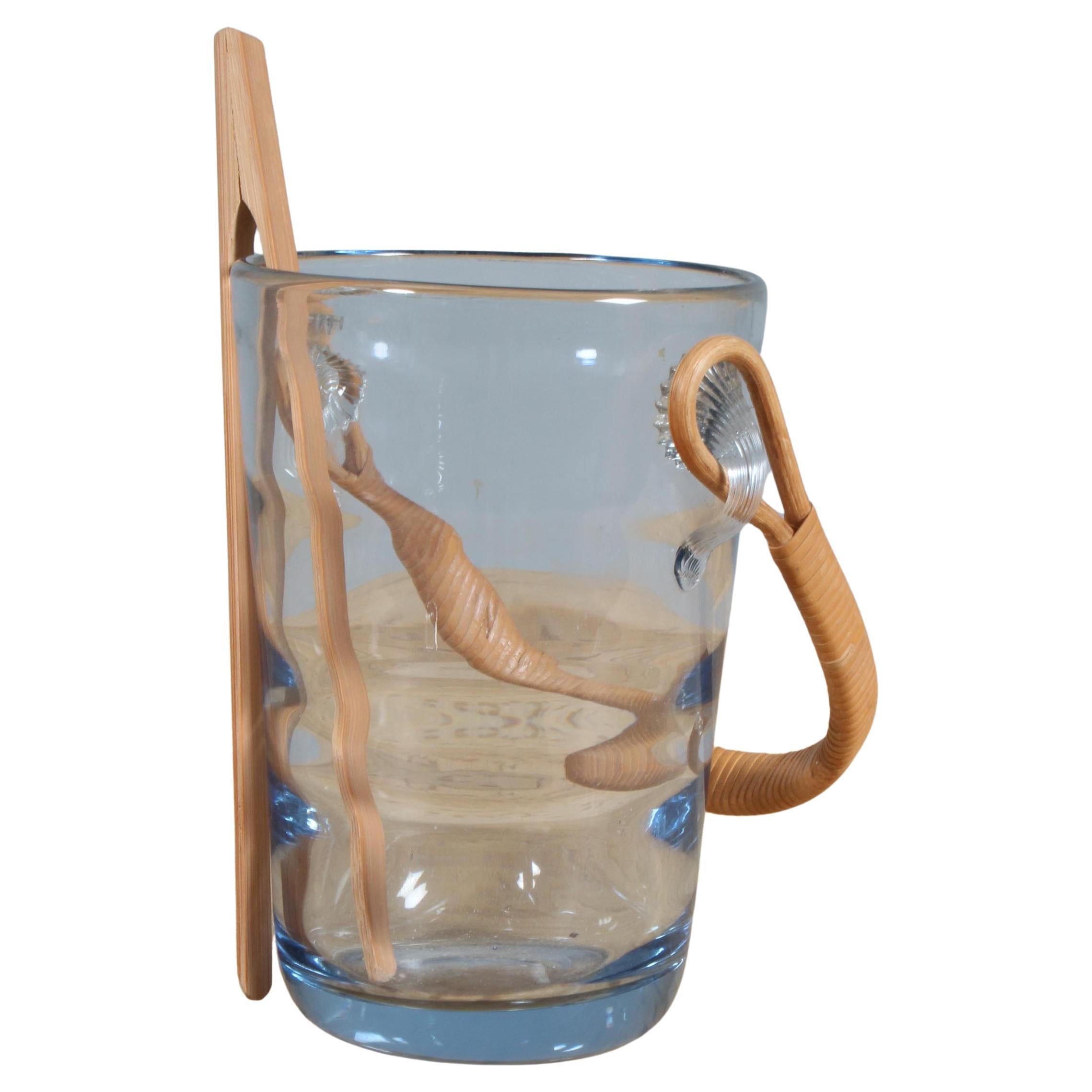 Holmegaard Ice Bucket, Glass & Cane, 1960s
