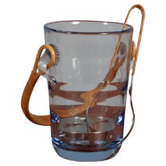 Vintage Holmegaard Ice Bucket, Glass & Cane, 1960s