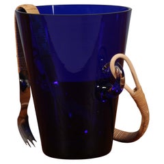 Seau à glace Holmegaard, verre et canne, années 1960