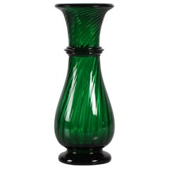 Antique Holmegaard Kastrup Old Danish Green Hyacinth Glass Vase, Mouth Blown, circa 1900