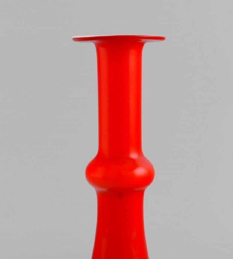 Scandinavian Modern Holmegaard / Kastrup, Two Carnaby Vases in Red Mouth Blown Art Glass, 1960s.  For Sale