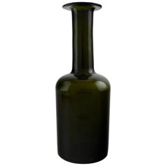 Holmegaard Large Bottle, Otto Brauer, Bottle Green