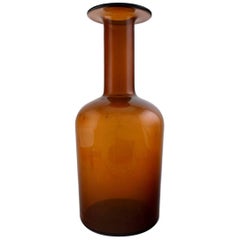 Vintage Holmegaard Large Bottle, Otto Brauer, Bottle in Brown