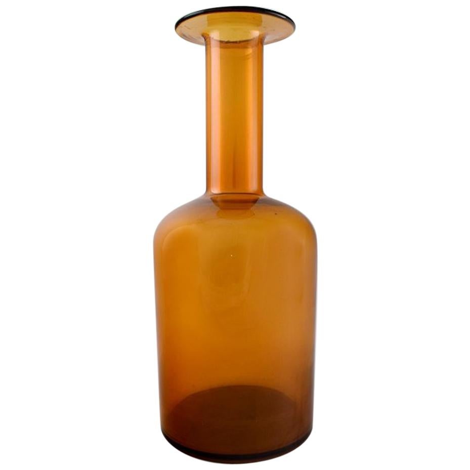 Holmegaard Large Bottle, Otto Brauer, Bottle in Brown