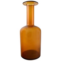 Holmegaard Large Bottle, Otto Brauer, Bottle in Brown