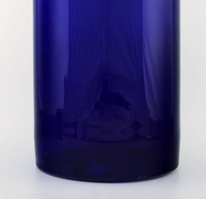 Scandinavian Modern Holmegaard Large Bottle, Otto Brauer, Dark Blue Art Glass
