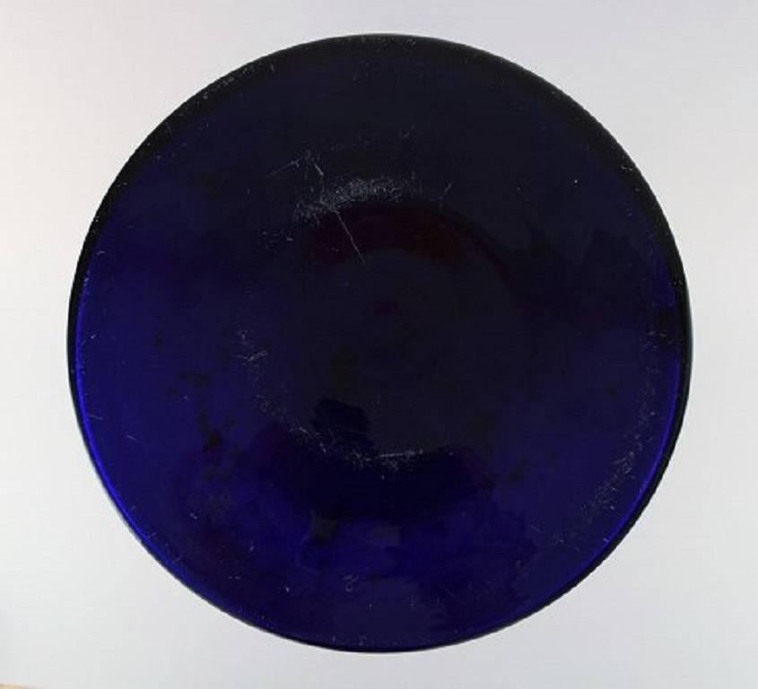 Holmegaard Large Bottle, Otto Brauer, Dark Blue Art Glass In Excellent Condition In Copenhagen, DK