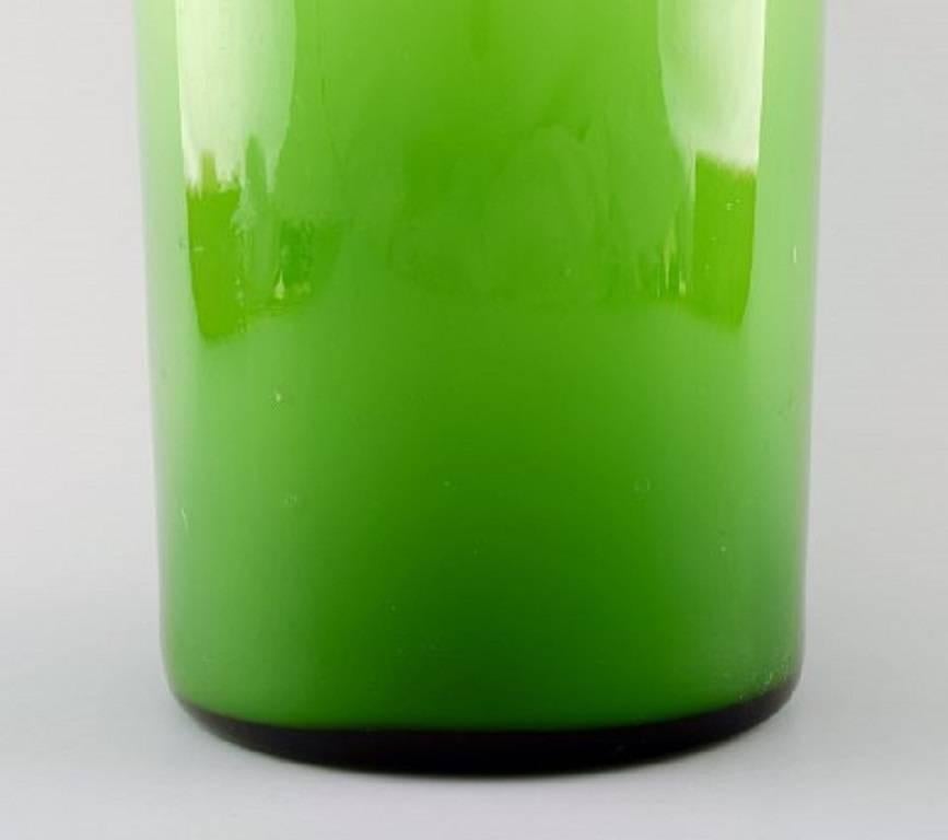 Scandinavian Modern Holmegaard Large Bottle, Otto Brauer. Spherical Stopper, Bottle in Light Green.