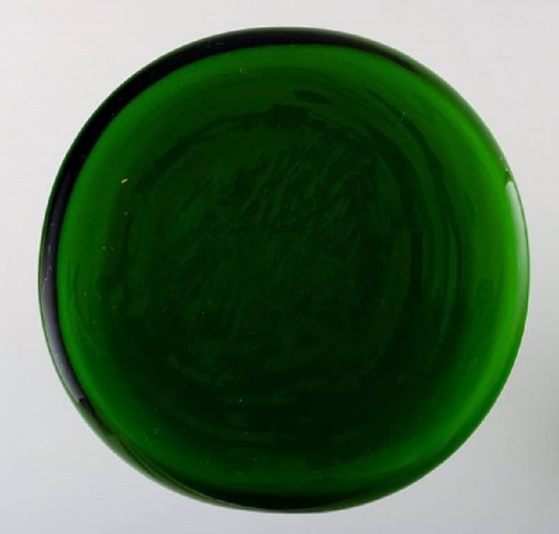 Holmegaard Large Bottle, Otto Brauer. Spherical Stopper, Bottle in Light Green. In Excellent Condition In København, Copenhagen