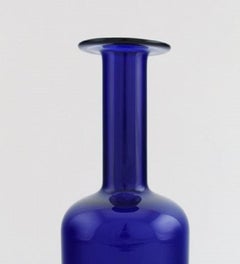 Holmegaard Large Vase or Bottle, Otto Brauer Dark Blue Art Glass, Denmark