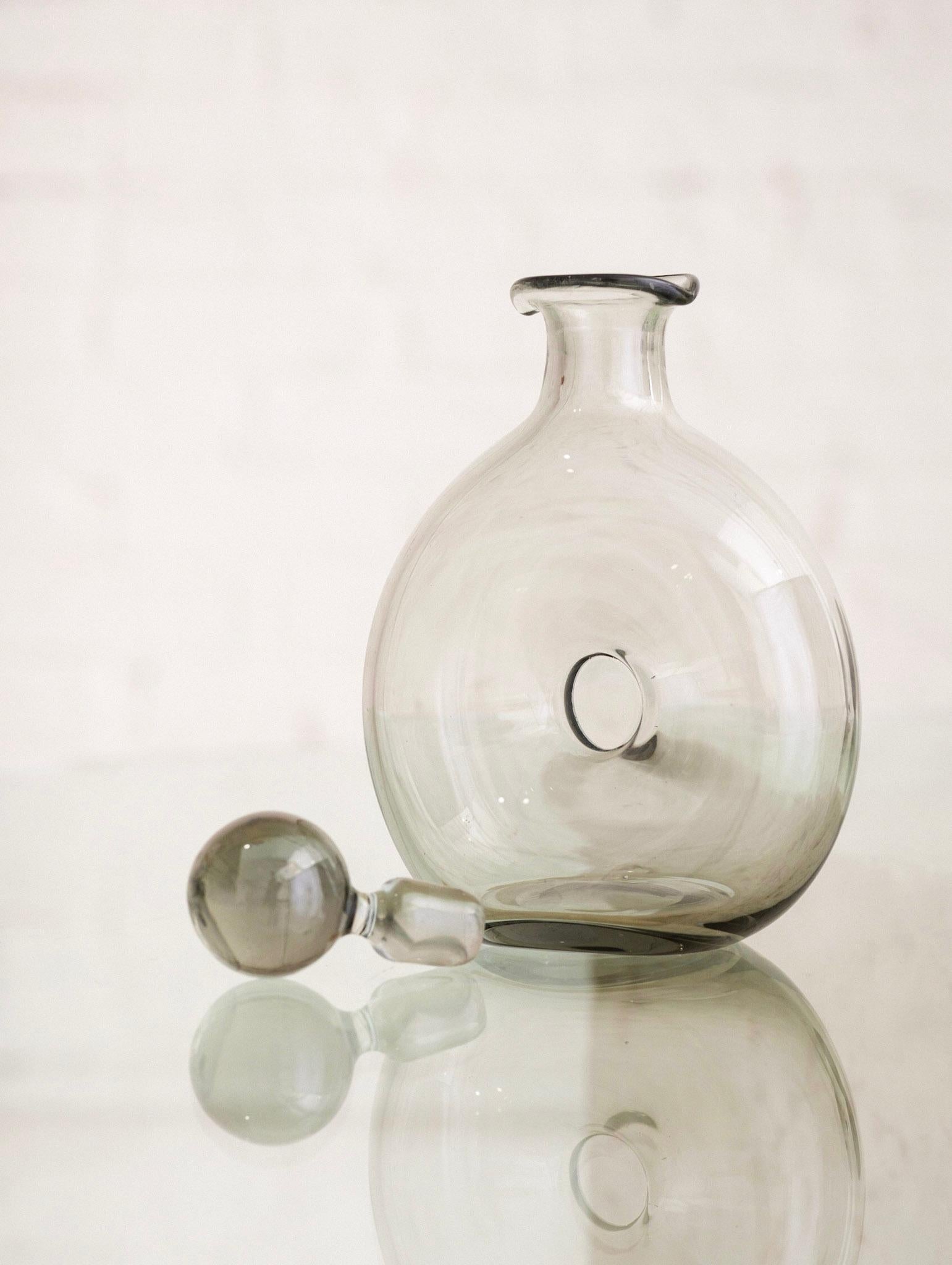 Mid-Century Modern Holmegaard Mid Century Sculptural Smoked Glass ‘Danica’ Decanter