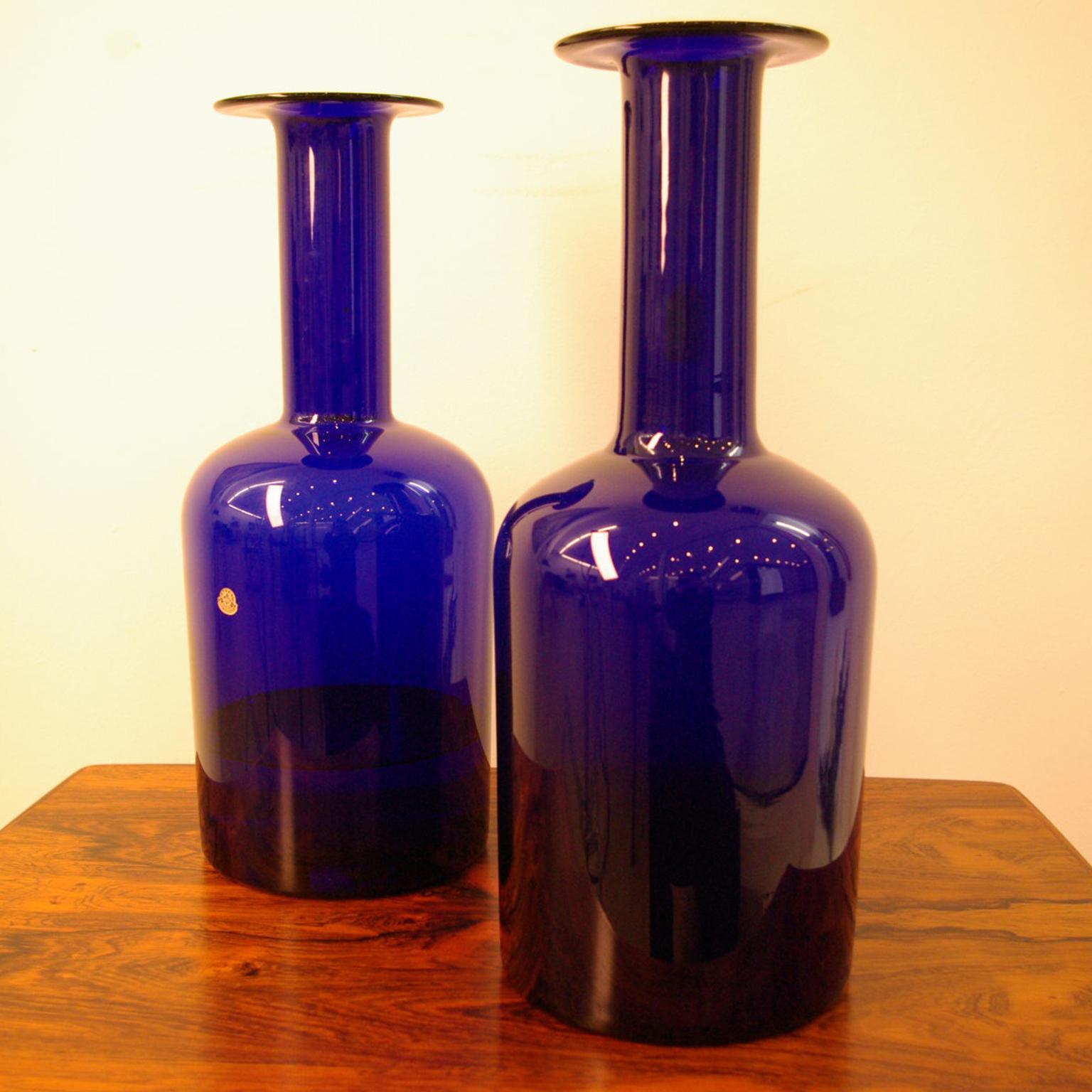 Holmegaard Pair of Gulvases in Translucent Blue by Otto Brauer For Sale 1