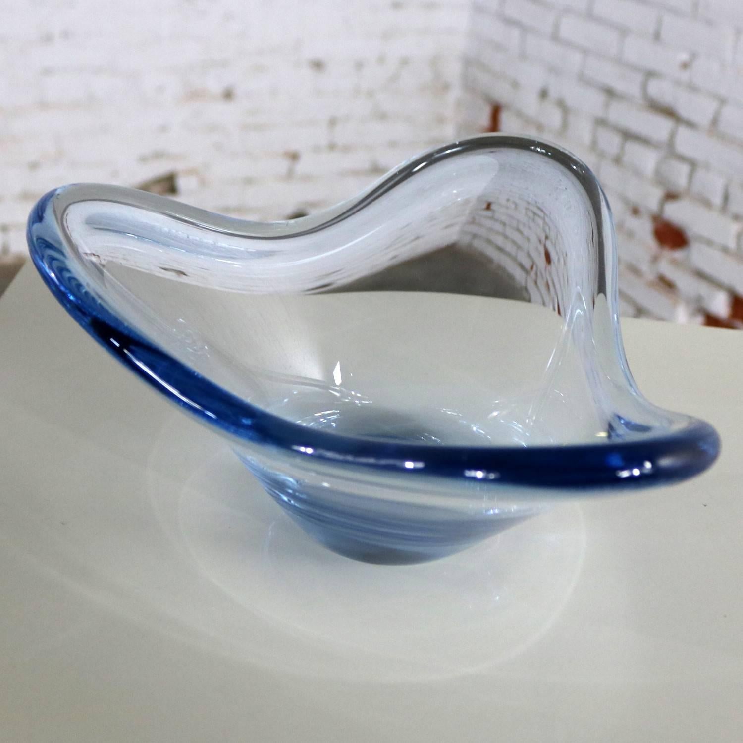 Danois Holmegaard Per Lutken Fionia Centrepiece Bowl in Blue Mid-Century Modern