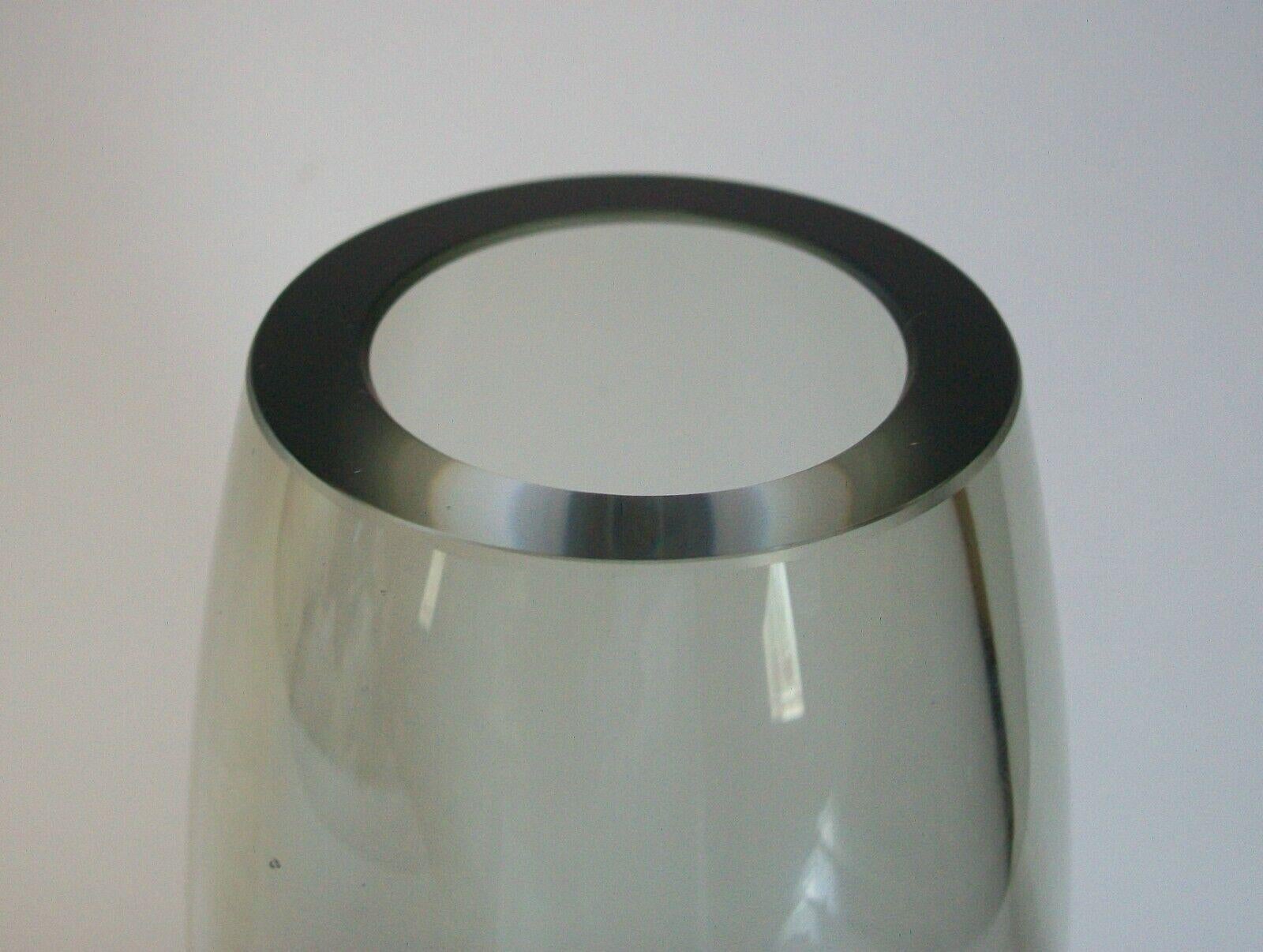 20th Century Holmegaard, Per Lütken, Grey Hellas Vase, Signed, Denmark, Circa 1970's For Sale