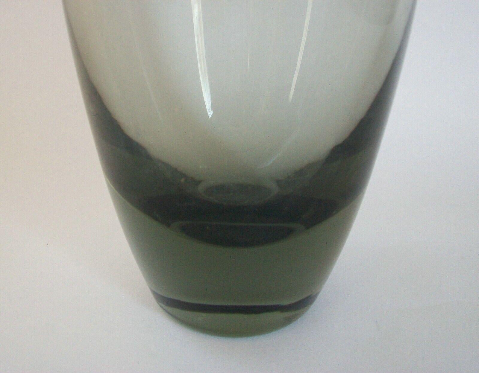 Glass Holmegaard, Per Lütken, Grey Hellas Vase, Signed, Denmark, Circa 1970's For Sale