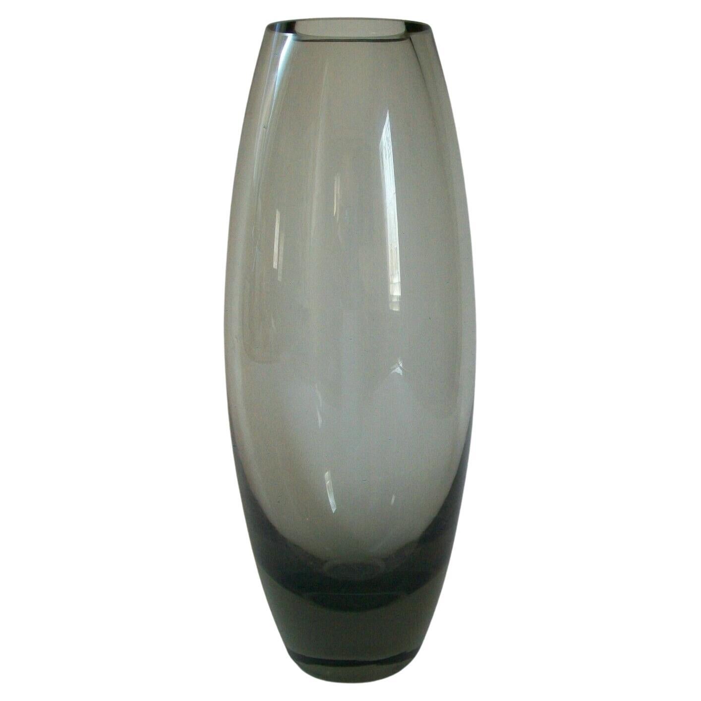 Holmegaard, Per Lütken, Grey Hellas Vase, Signed, Denmark, Circa 1970's