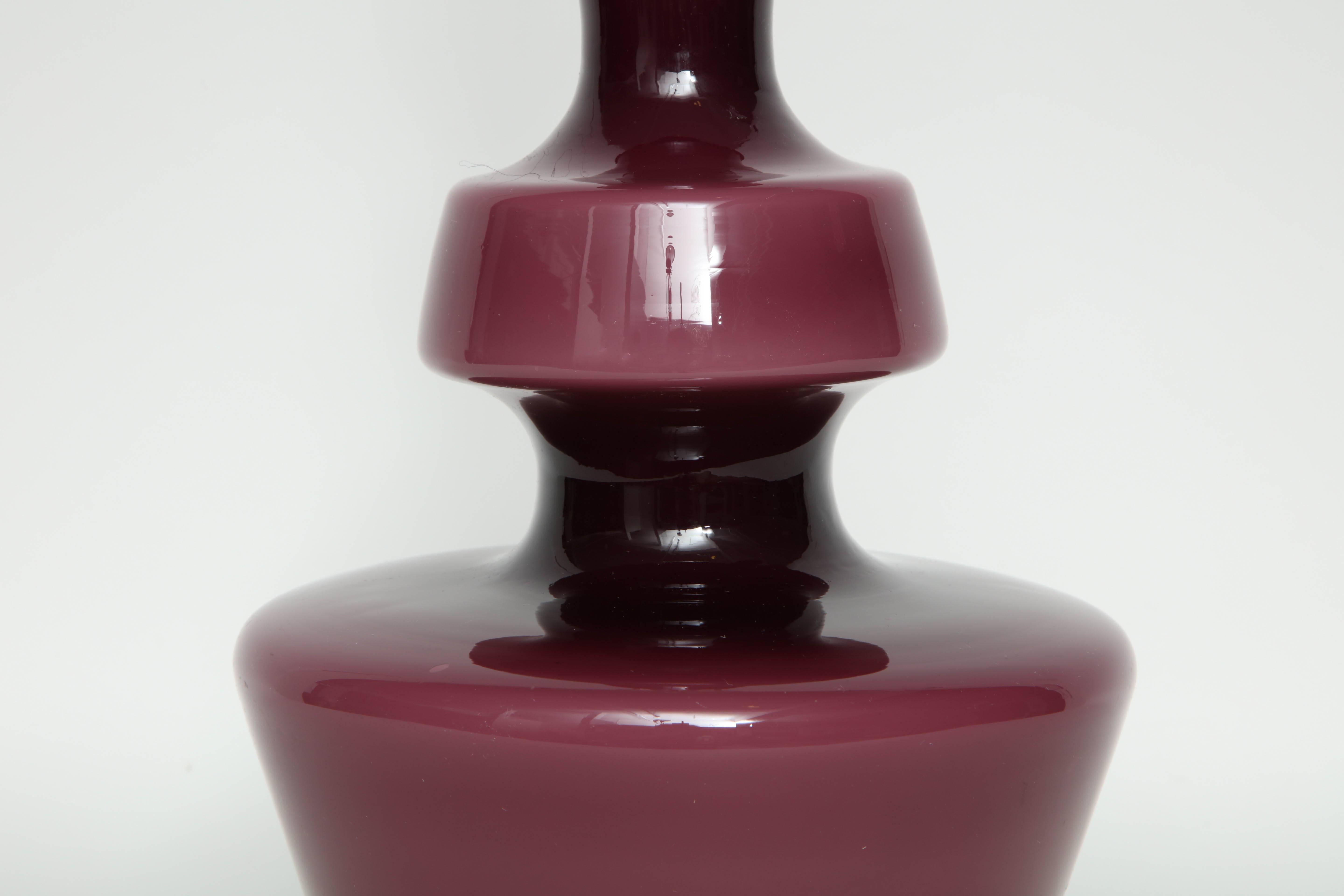 Swedish Holmegaard Raspberry Glass Lamps