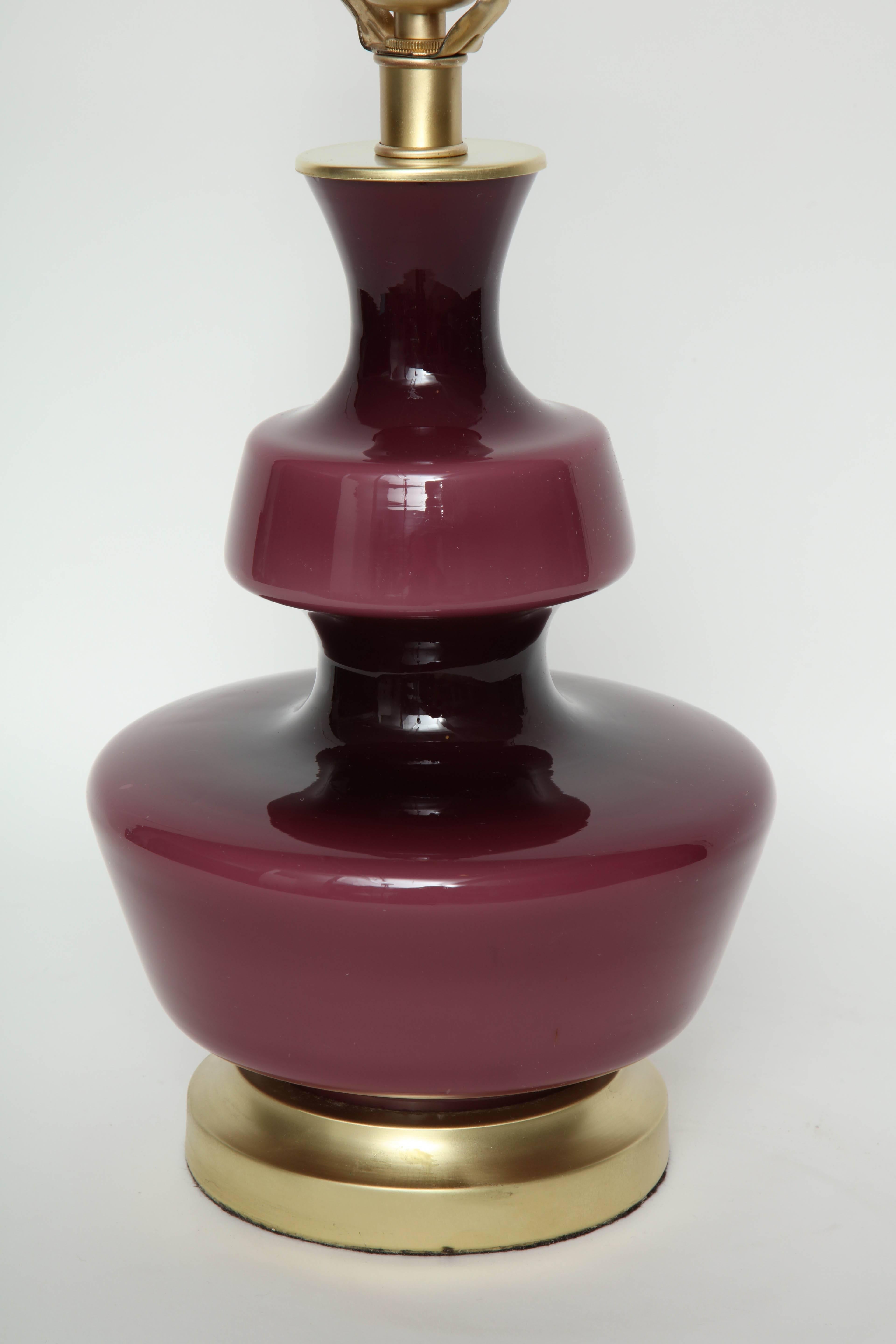 Holmegaard Raspberry Glass Lamps In Excellent Condition In New York, NY