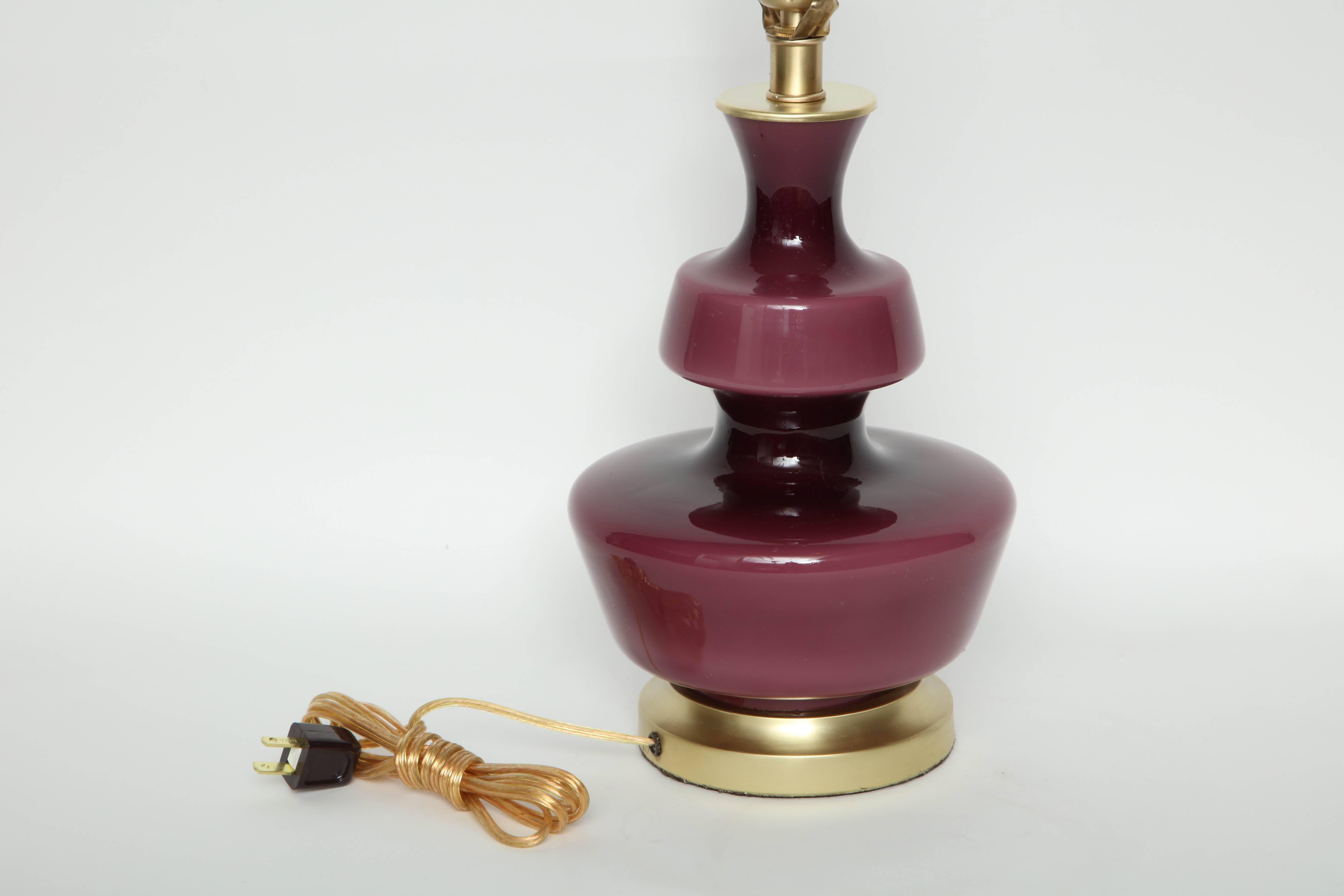 Brass Holmegaard Raspberry Glass Lamps