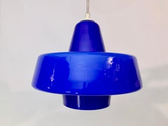 Holmegaard Royal Blue Cased Glass Hanging Lamp, 1950's