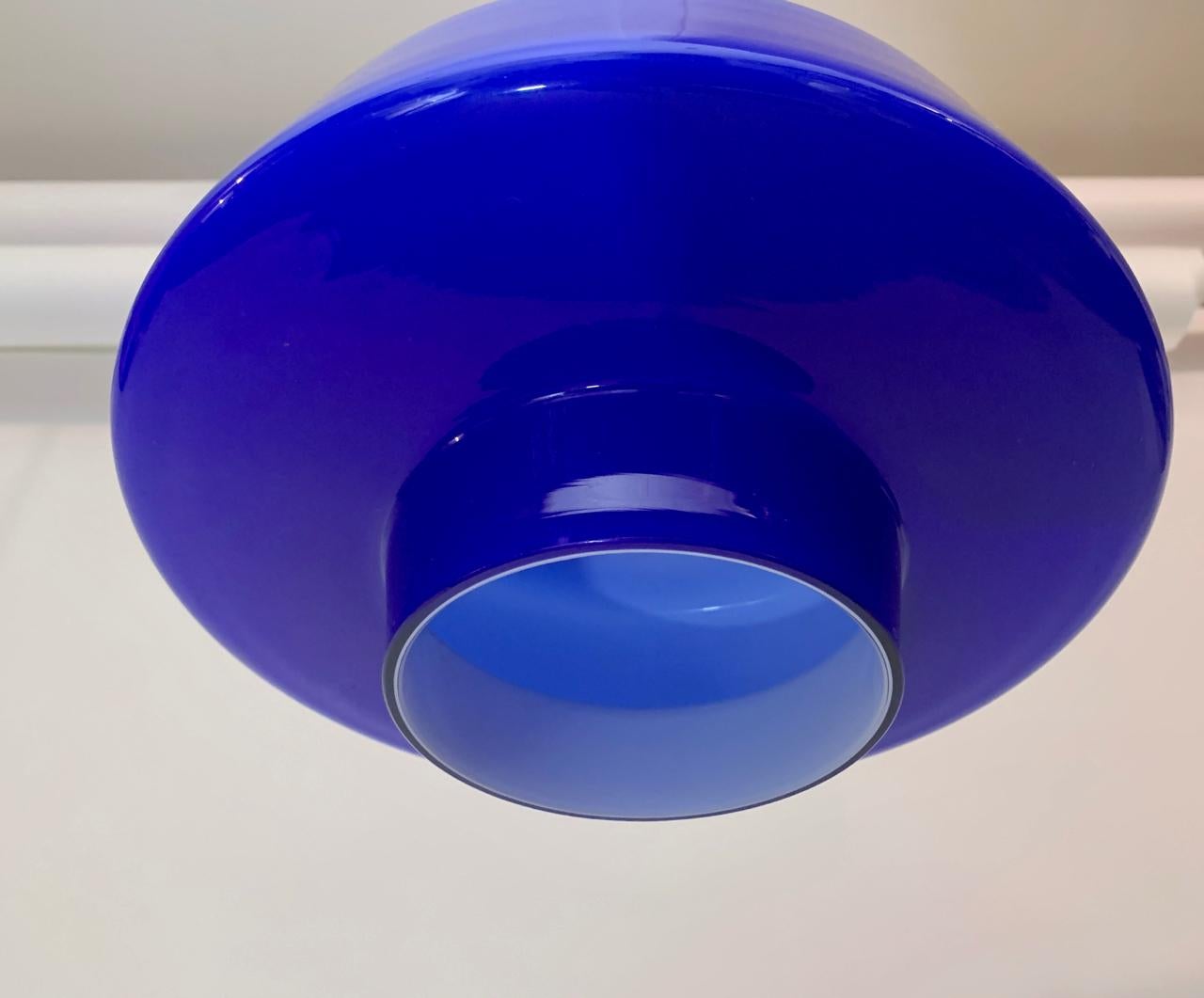 Mid-20th Century Holmegaard Royal Blue Cased Glass Hanging Lamp, 1950's