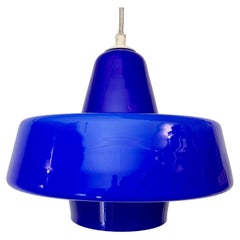 Vintage Holmegaard Royal Blue Cased Glass Hanging Lamp, 1950's