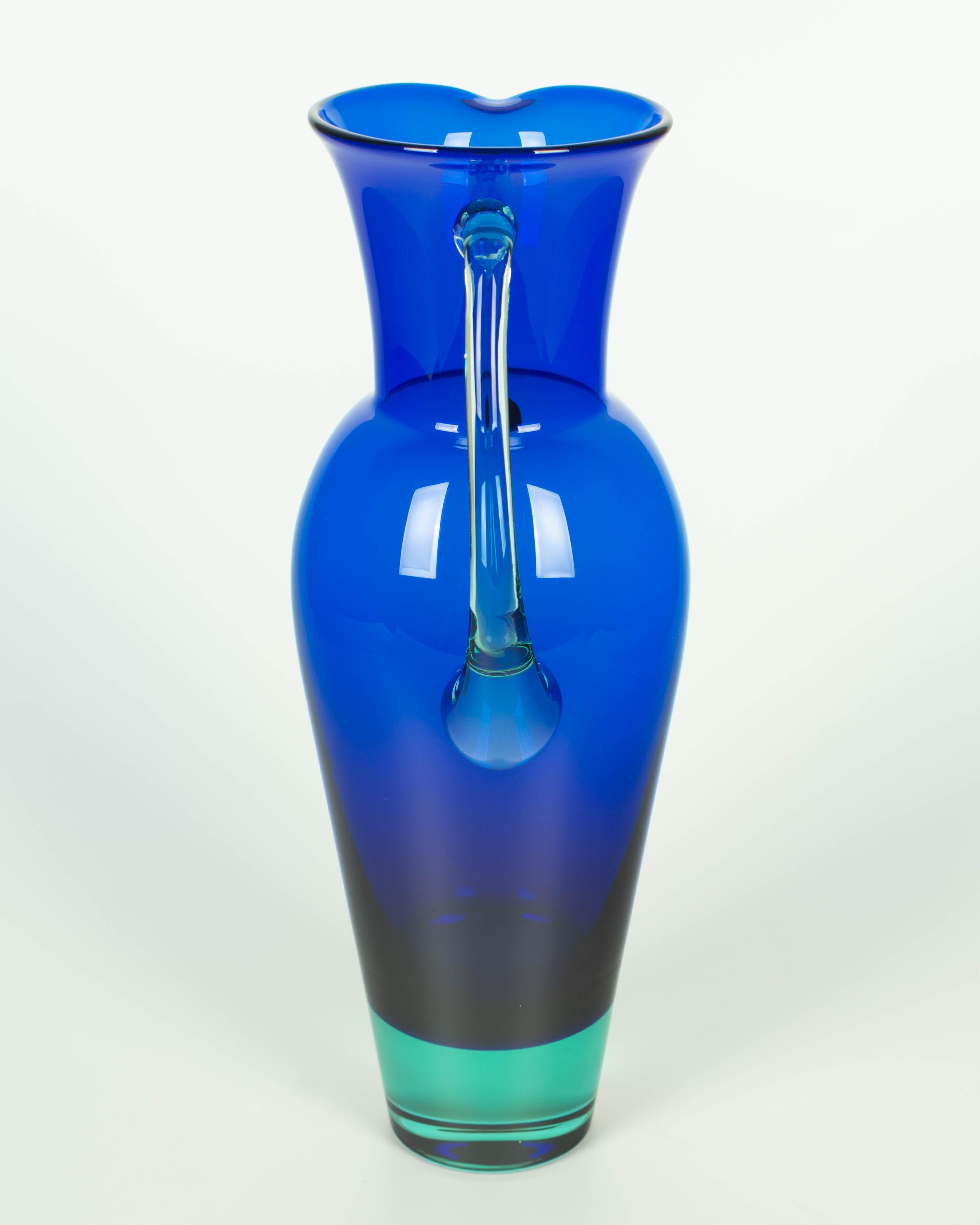 Holmegaard Royal Copenhagen Cobalt Blue Glass Pitcher In Good Condition For Sale In Winter Park, FL