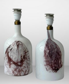 Holmegaard Set of 2 Glass Table Lamps With Acrylic Shades by Michael Bang