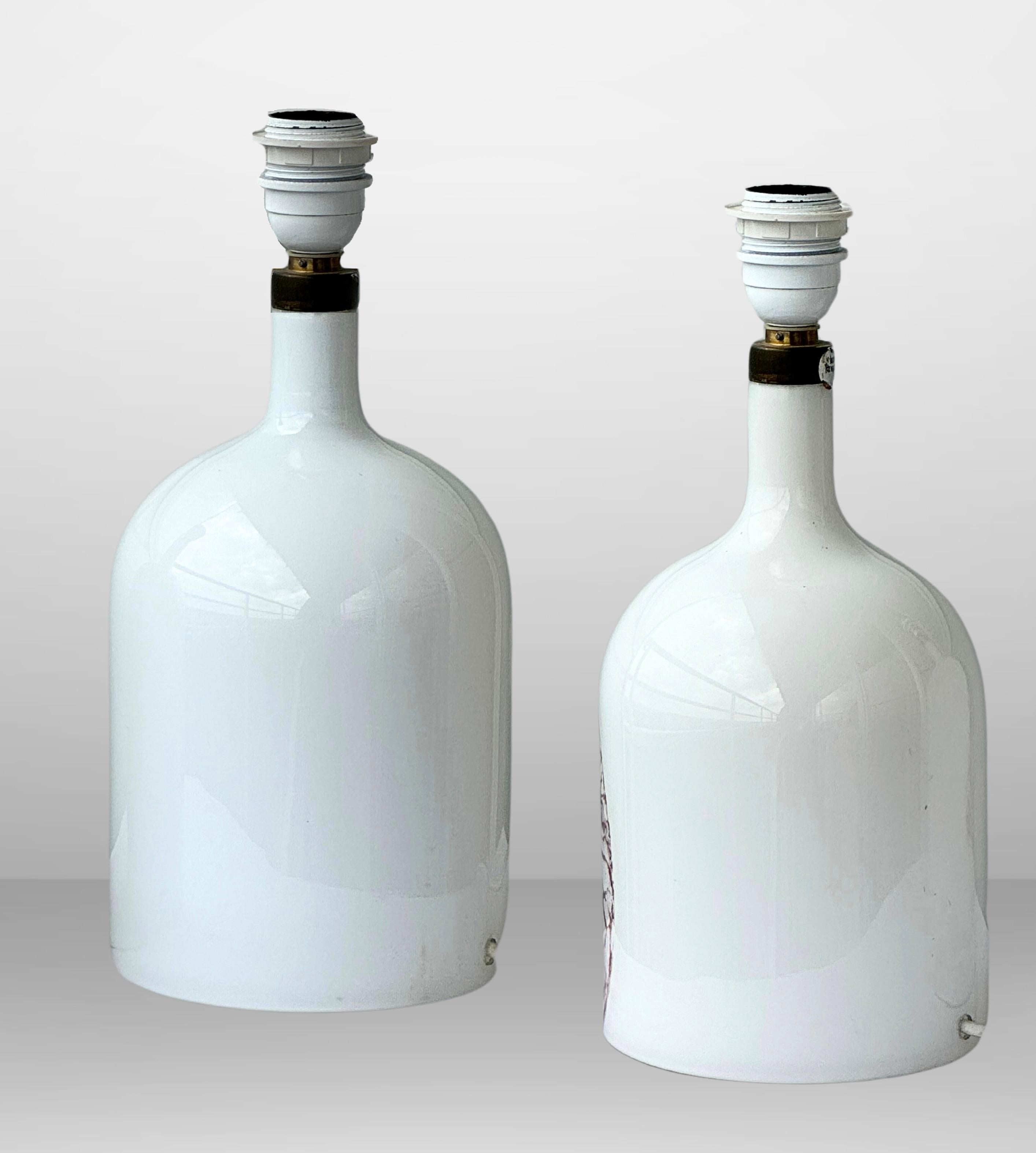Holmegaard: 2er-Set Glas-Tischlampen mit Acrylschirmen von Michael Bang im Angebot 1
