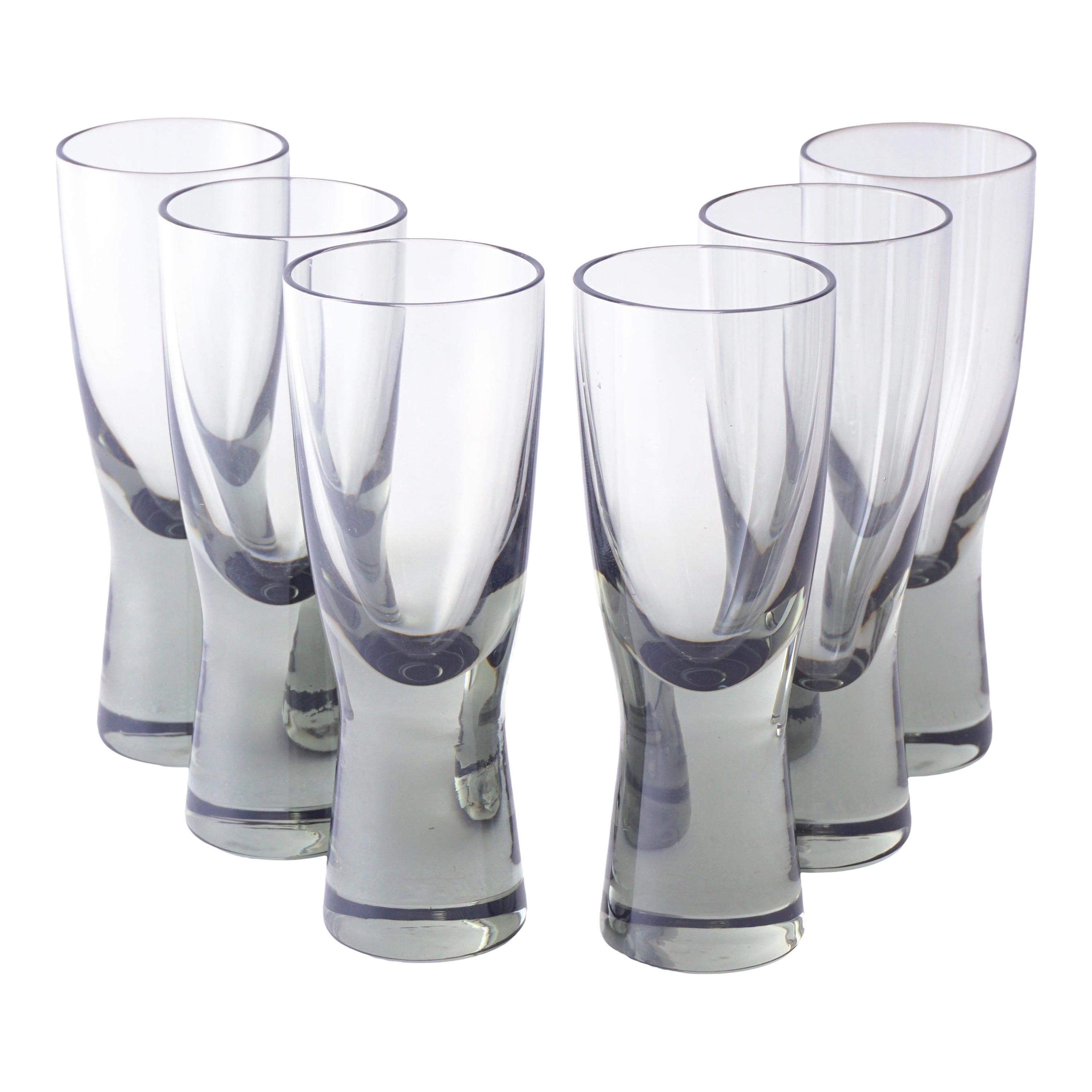 Holmegaard Small Smoked Hand Blown Shot Glasses, Set of 6, MidCentury