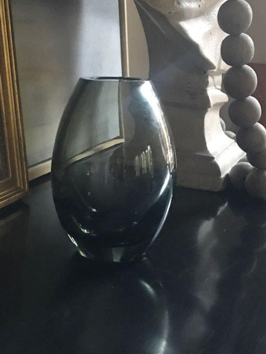 Holmegaard Smoke Glass Vase, Circa 1960's In Good Condition For Sale In Ross, CA