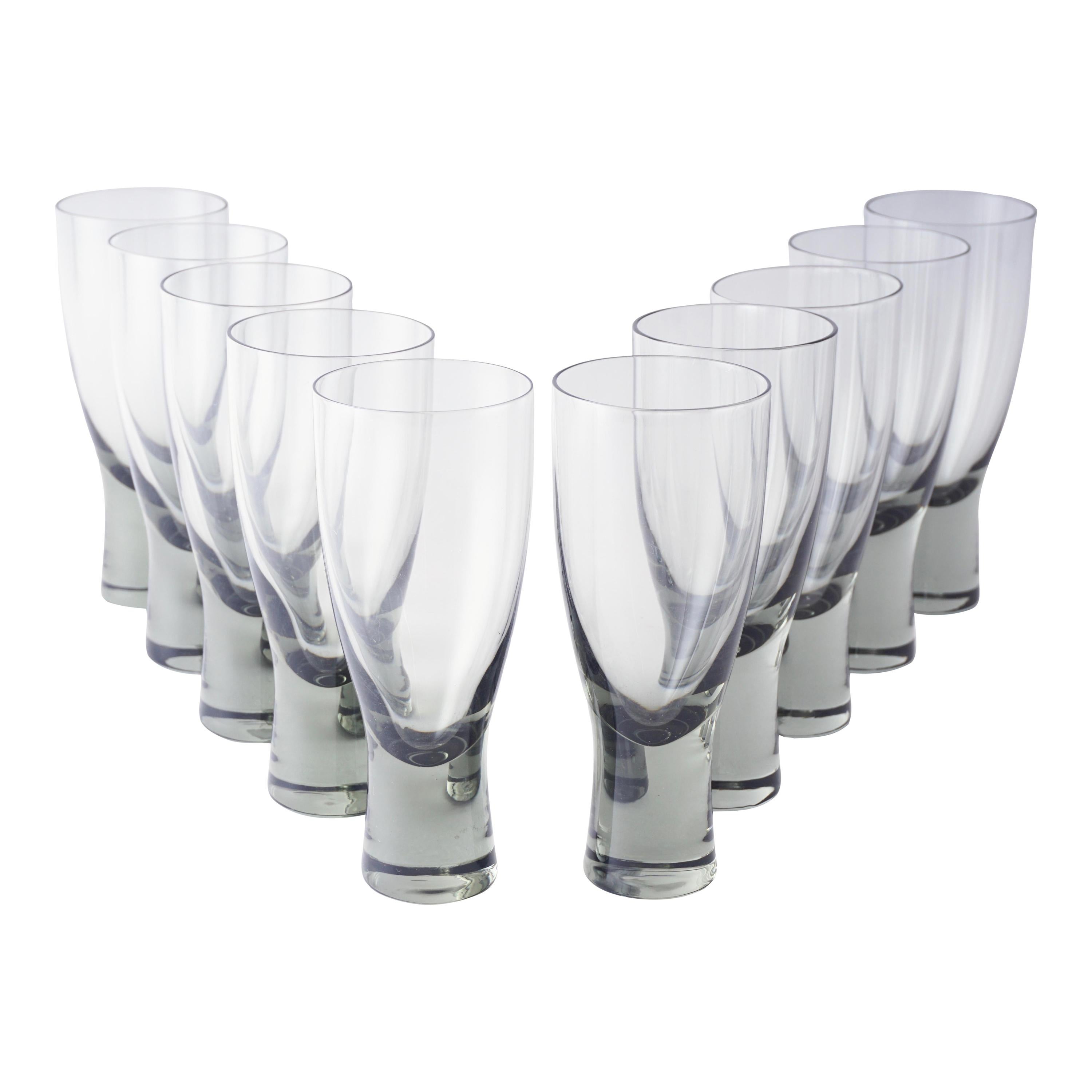 Holmegaard Smoked Hand Blown Shot Glasses, Set of 10, circa 1950s