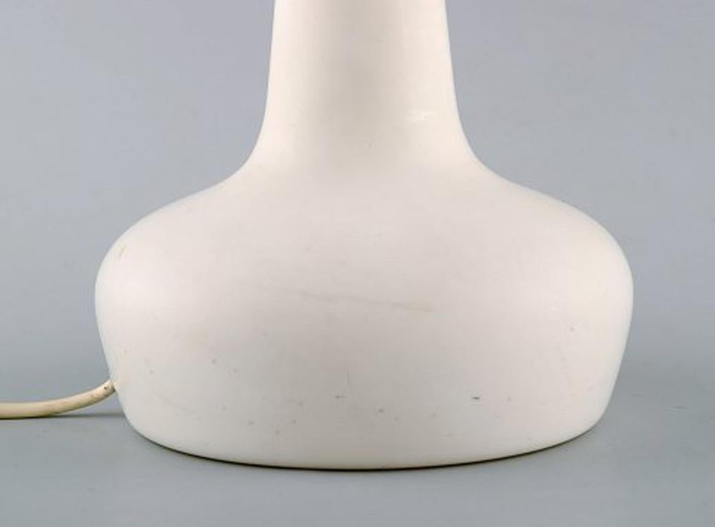 Scandinavian Modern Holmegaard Table Lamp in White Art Glass with Brass Mounting, 1960s