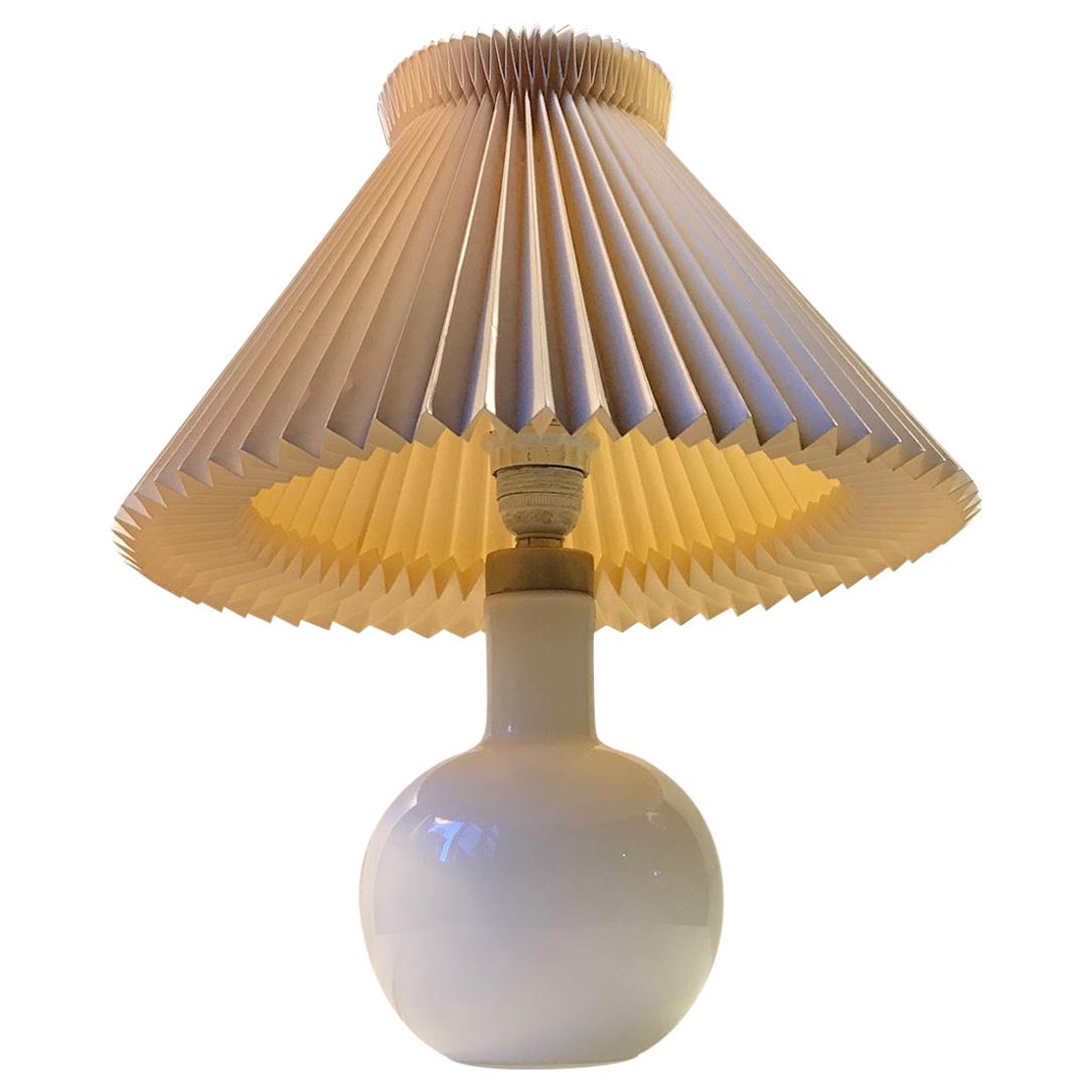 Holmegaard Table Lamp in White Opaline Glass, Denmark, 1970s For Sale