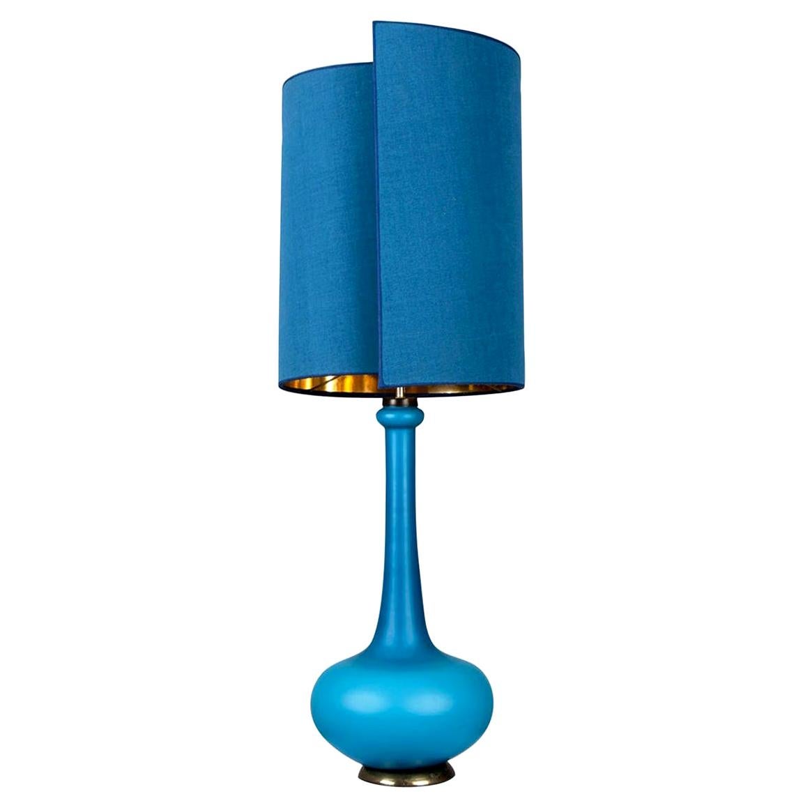 Lampe de table Holmegaard avec abat-jour en soie nouvelle sur mesure René Houben, 1960s