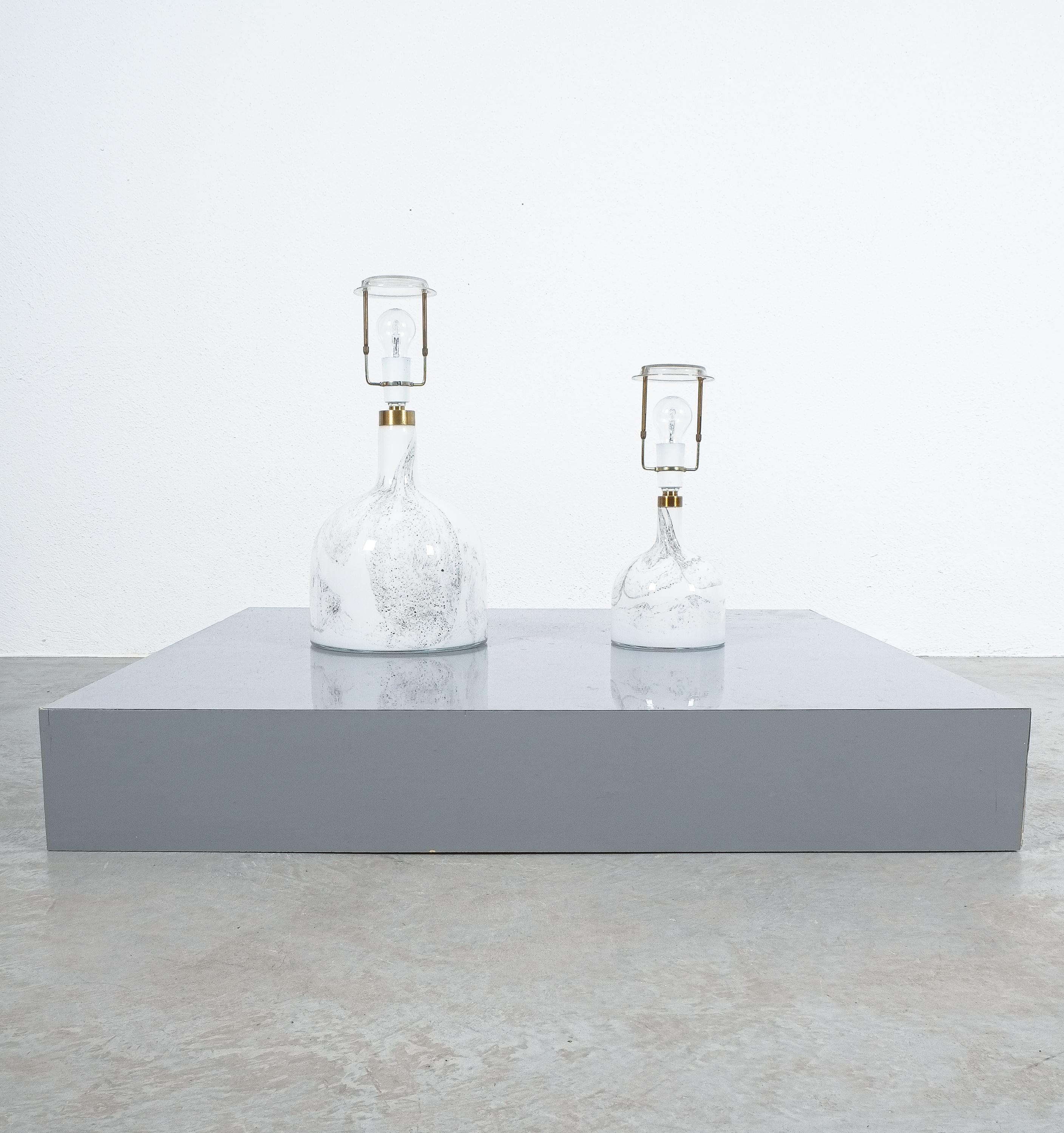 Tessuto Lampade da tavolo Holmegaard Vetro di Michael Bang Danimarca, circa 1980 in vendita