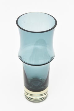 Holmegaard Teal Cornflower Blue Danish Mid Century Modern Glass Sculptural Vase
