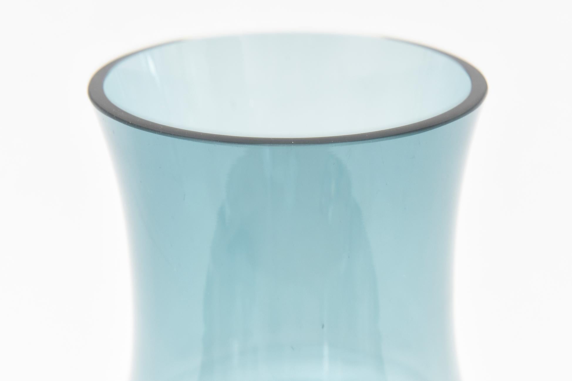 Mid-20th Century Holmegaard Teal Cornflower Blue Danish Mid Century Modern Glass Sculptural Vase