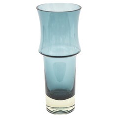 Holmegaard Teal Cornflower Blue Danish Mid Century Modern Glass Sculptural Vase