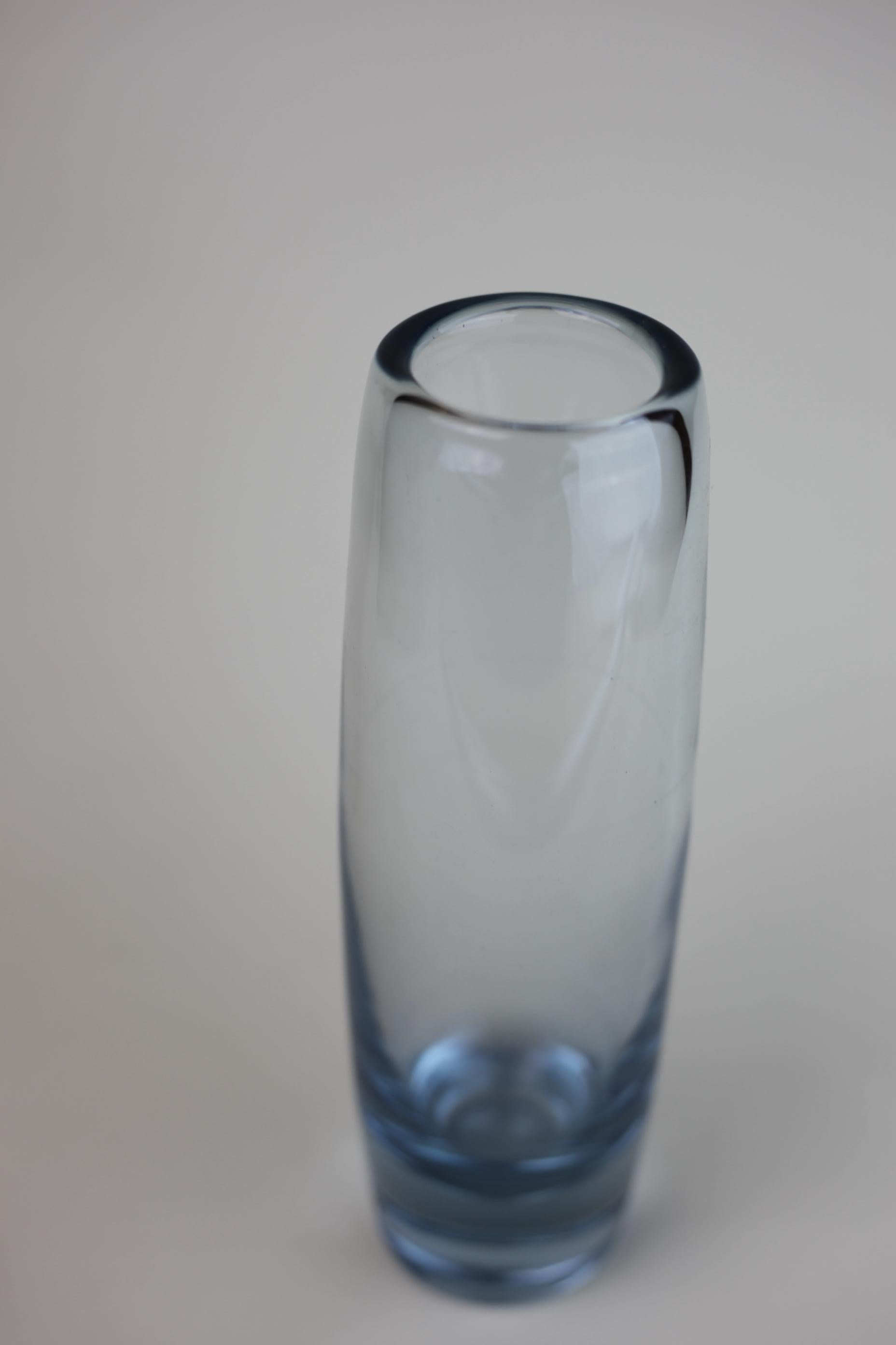 Danish Mid-Century Modernist blue glass Vase by Per Lütken For Sale
