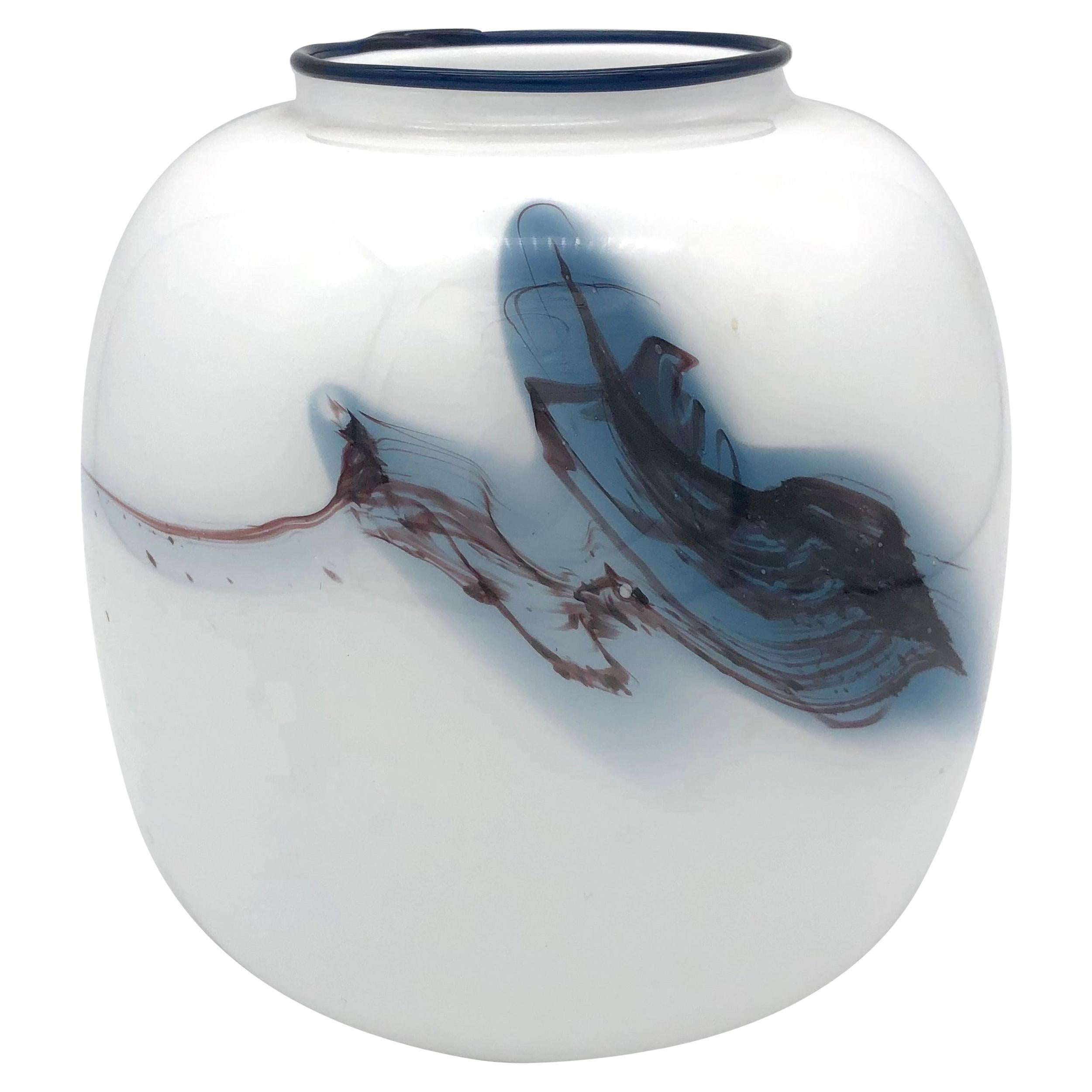 Vase en verre abstrait vintage de la série Atlantic de Michael Bang, Danemark en vente