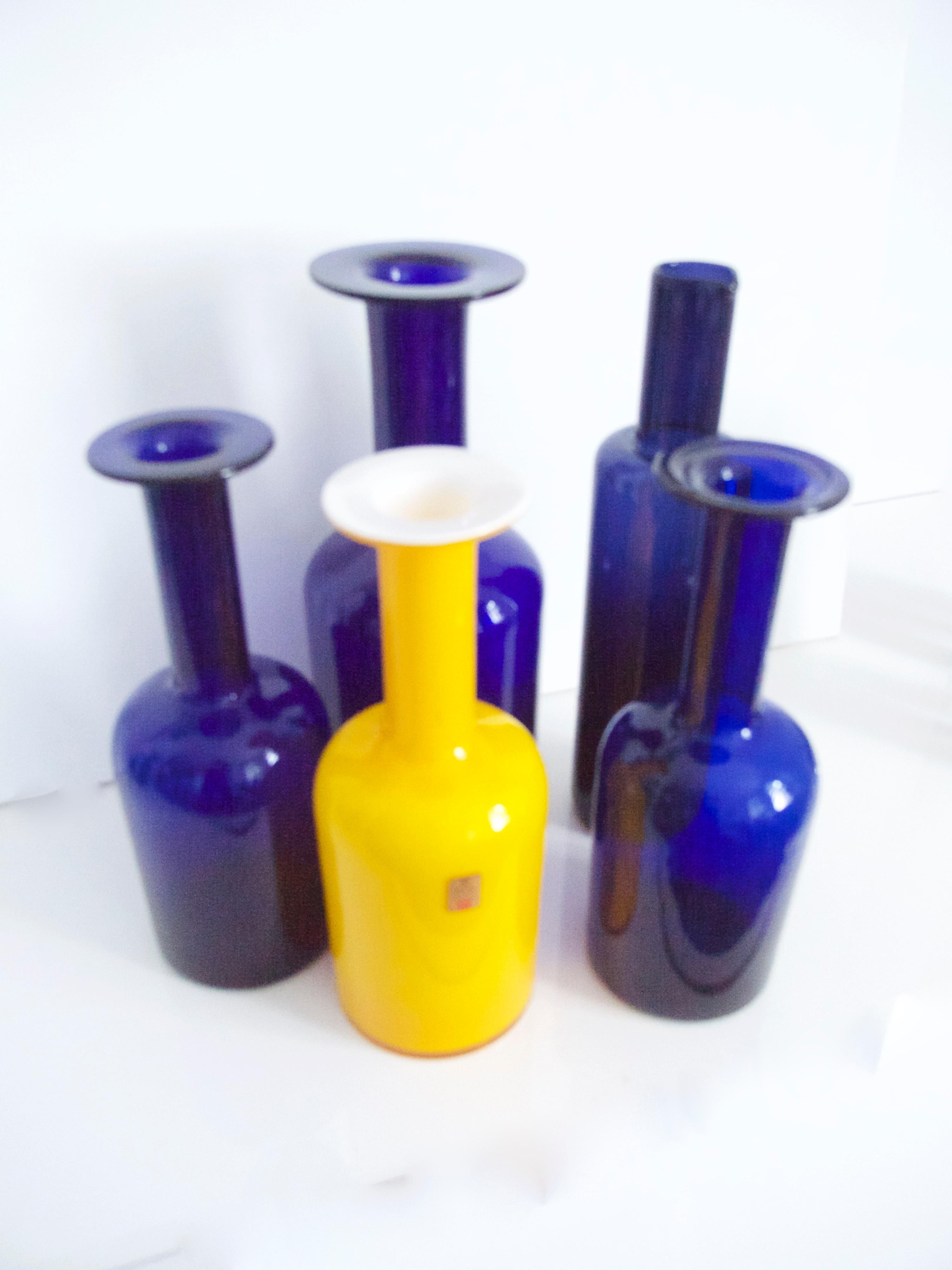 20th Century Holmegaard Yellow Glass Gulvvase with White Casing, Designed by Otto Brauer For Sale