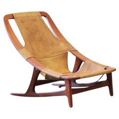 Holmenkollen Lounge Chair Teak and Leather by Arne Ruud Tideman, Norway 1950s