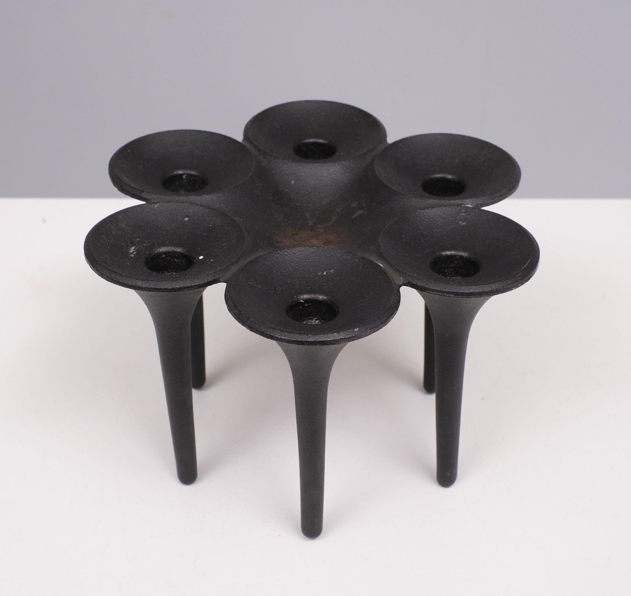 HOLMGREN ILLUMS BOLIGHUS.  cast Iron candle holder 1960s Denmark  In Good Condition For Sale In Den Haag, NL