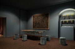 Siglo XXI Filippo Feroldi Mesa de latón 280 Tapa de cristal Varios colores