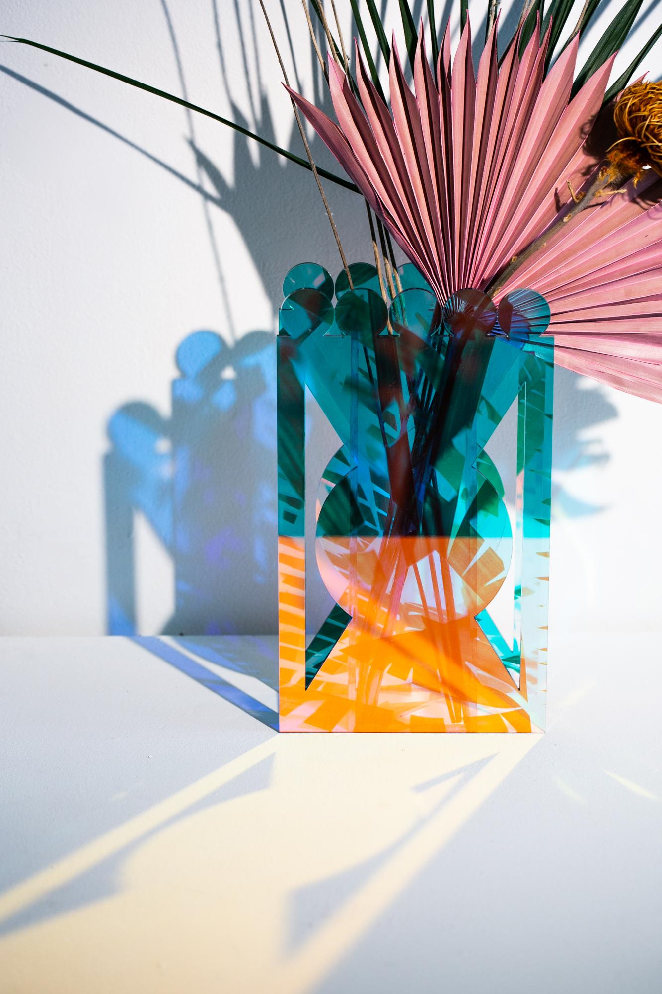 Art Nouveau Holographic, UV printed Geometric vase  For Sale