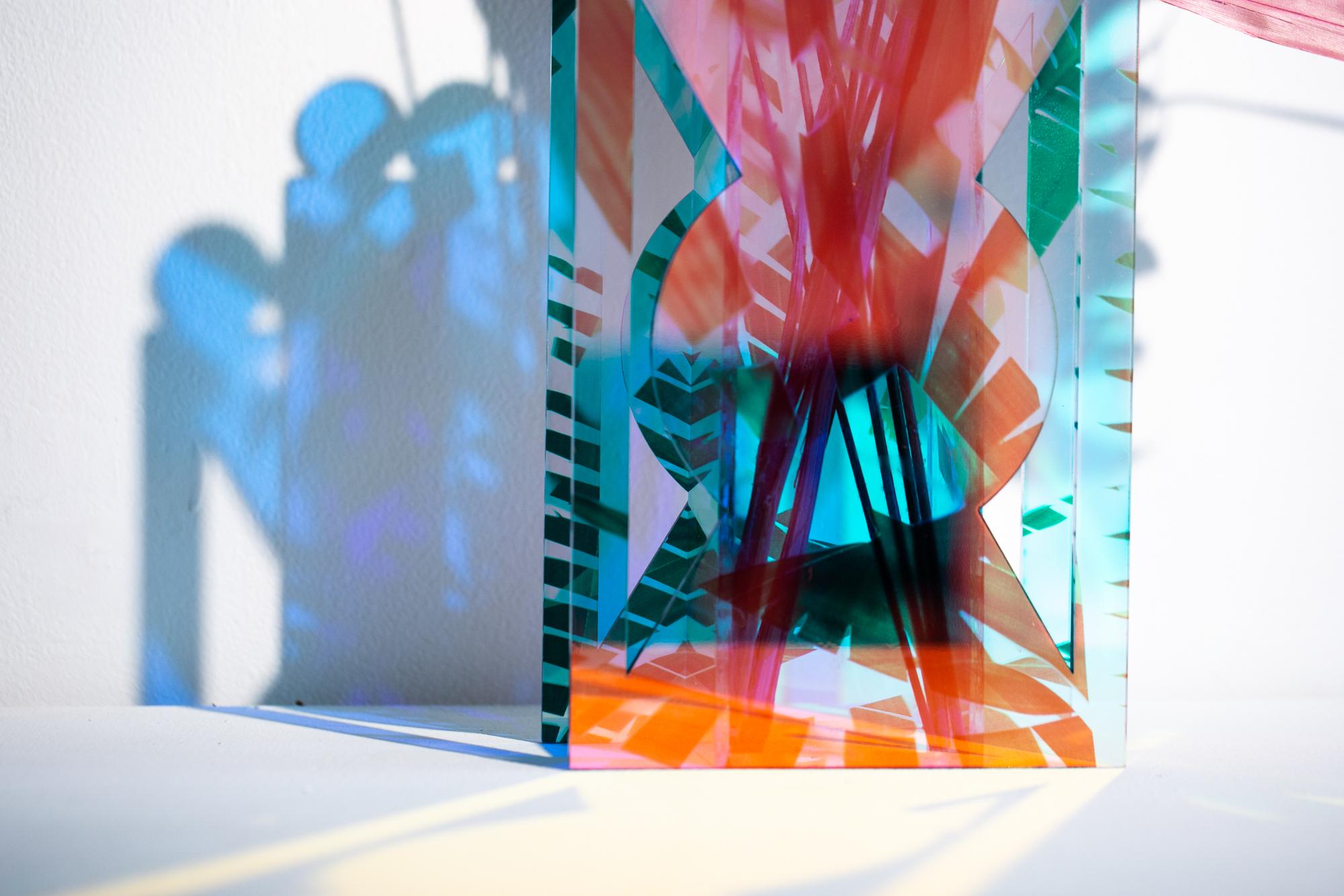 Art Nouveau Holographic, UV printed Geometric vase For Sale