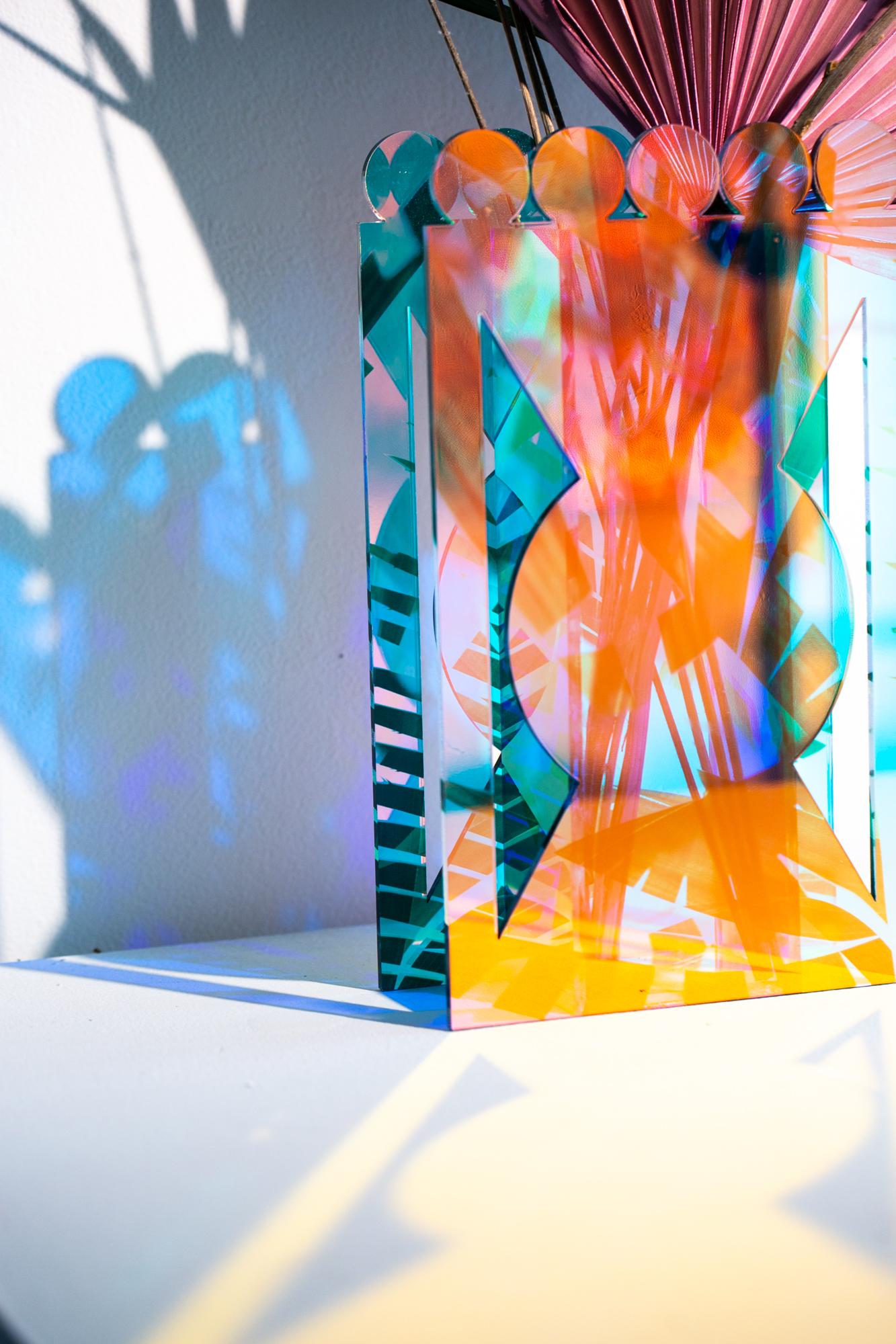 Contemporary Holographic, UV printed Geometric vase  For Sale